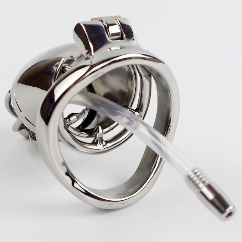 304 Stainless Steel Male Chastity Belt Cock Cage Device with Urethral Sounds Catheter Lock Penis Ring Sex Toys for Men Couples