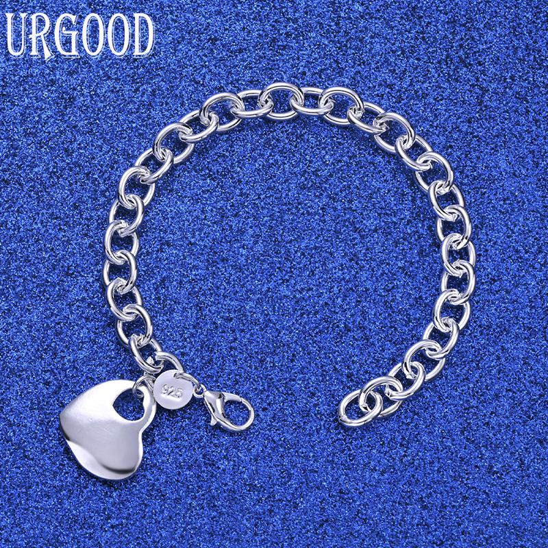 925 Sterling Silver Fashion Gift Heart Bracelet Jewelry