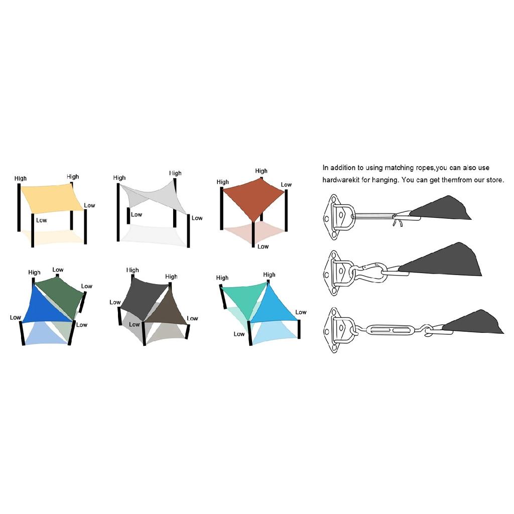Heavy Duty Sun Shade Sails UV Protection Fade Tear Rust Resistant Rectangle Sunshade Canopy Curved Edges Blocks Sunlight Awnings