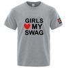 Girls Love My Swag Funny Logo Print Round Neck Ultralight Unisexs Quickdrying Breathable Sweatabsorbent Premium Tshirt