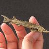 Metal Sturgeon Fish Miniature Figurine Antique Animal Sculpture Decorative Art Piece Ornament for Shelf Desk Gifting