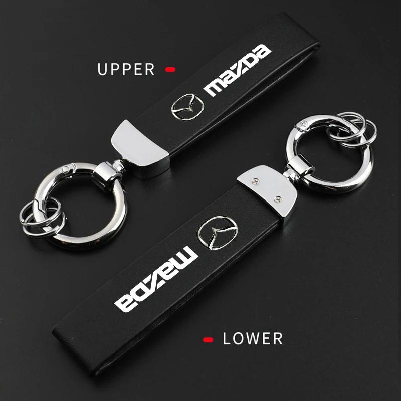 3D Metal/Leather Car Keychain for Mazda 3 6 CX5 2 CX3 CX9 MX5 RX8 Axela Demio Atenza MS GJI GH BK Key Chain Rings Accessories