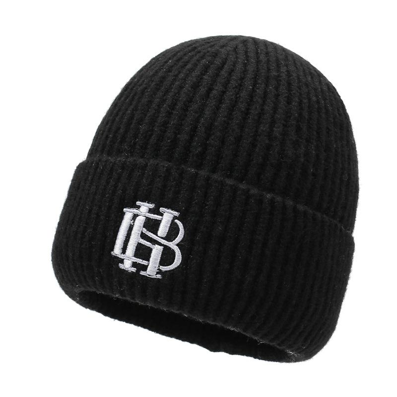 Autumn Winter Men's Hat Knitted Velvet Warm Cap Outdoor Young and Middle-Aged Wind-Proof Cap