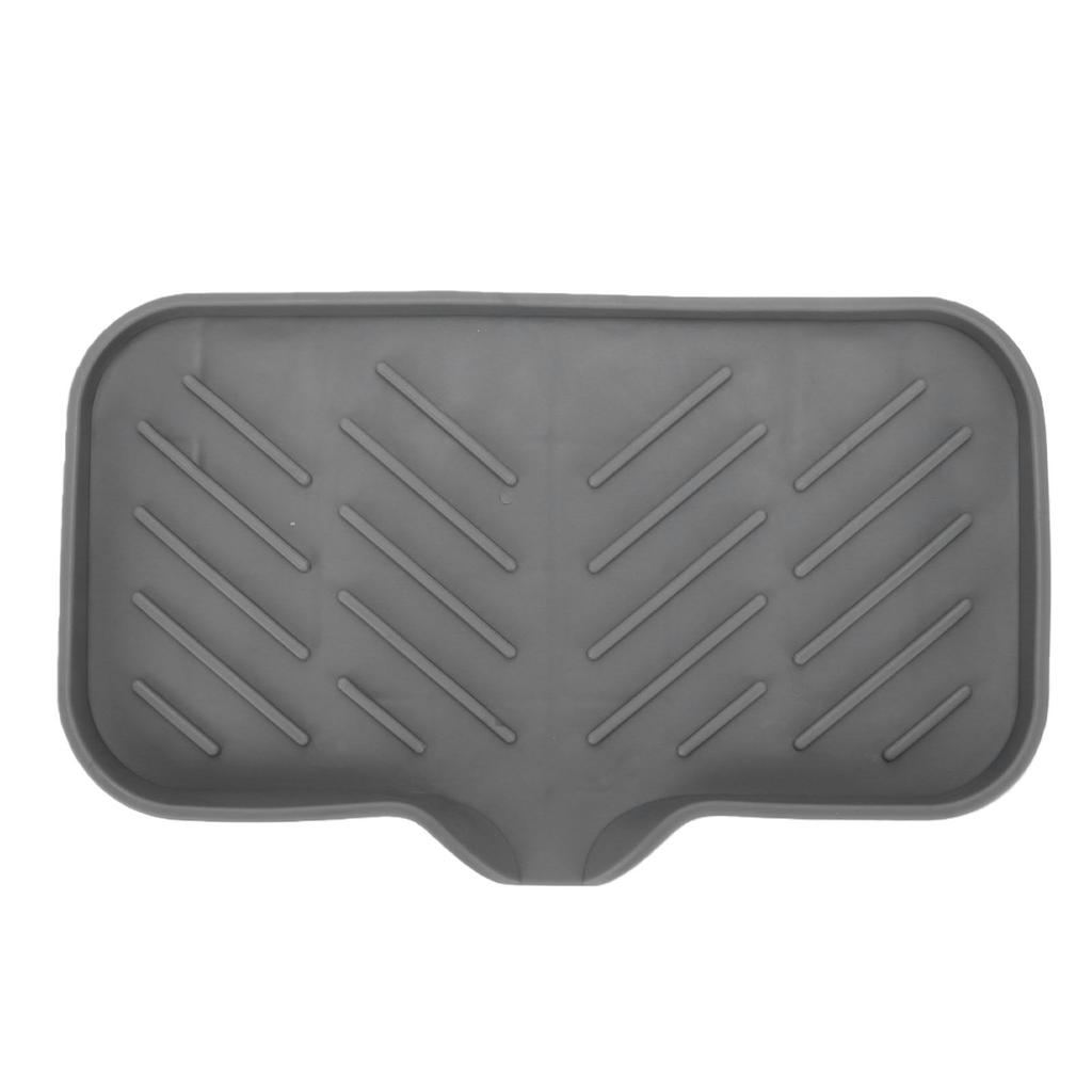 Silicone Bathroom Soap Dish with Drain Spout Raised Lines Soap Sponge Holder Tray Black