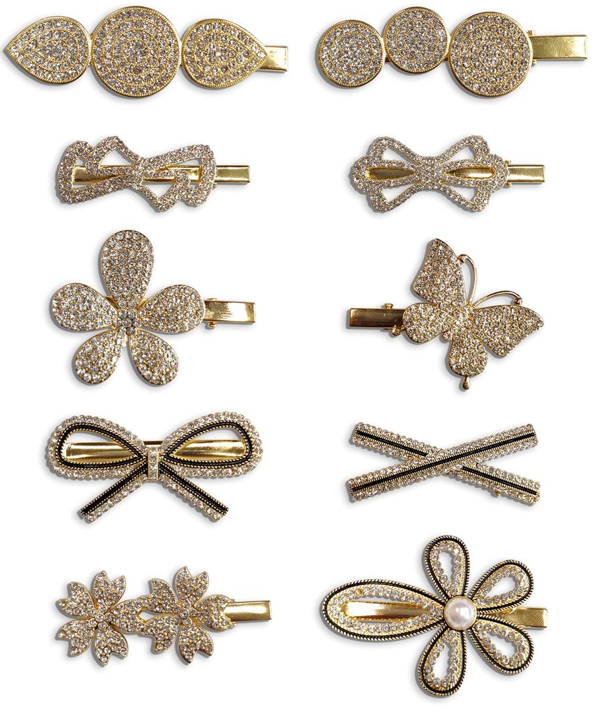 RedChimes 10 Pcs Stylish Rhinestone Mix Hair Clips Combo Set Hair Accessories for Girls & Women
