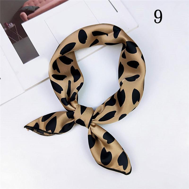 50*50cm Fashion Polka Dot Leopard Silk Scarf DIY New Styles Women Head Neck Satin Hair Ties Bands Small Square Scarf Neckerchief