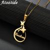 Atoztide Customized Stylish Fashionable Stainless Steel Name Pendant Necklace Personalized Letter Gold Tone Butterfly Necklaces Pendant Name Souvenir