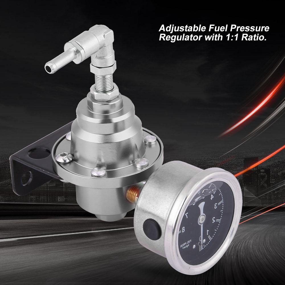 Aluminum Car 160psi 1: 1 Fuel Pressure Regulator Oil Gauge Kit (Black)