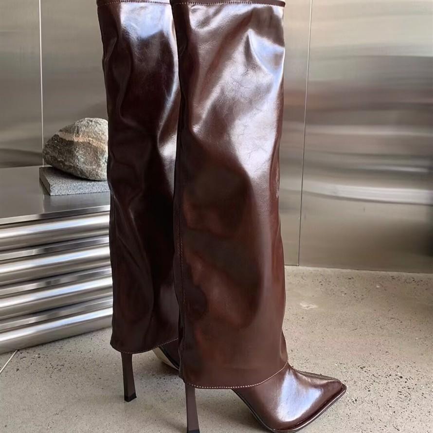 2025 autumn and winter new fashion versatile pointed heel European and American fashion high-heeled boots