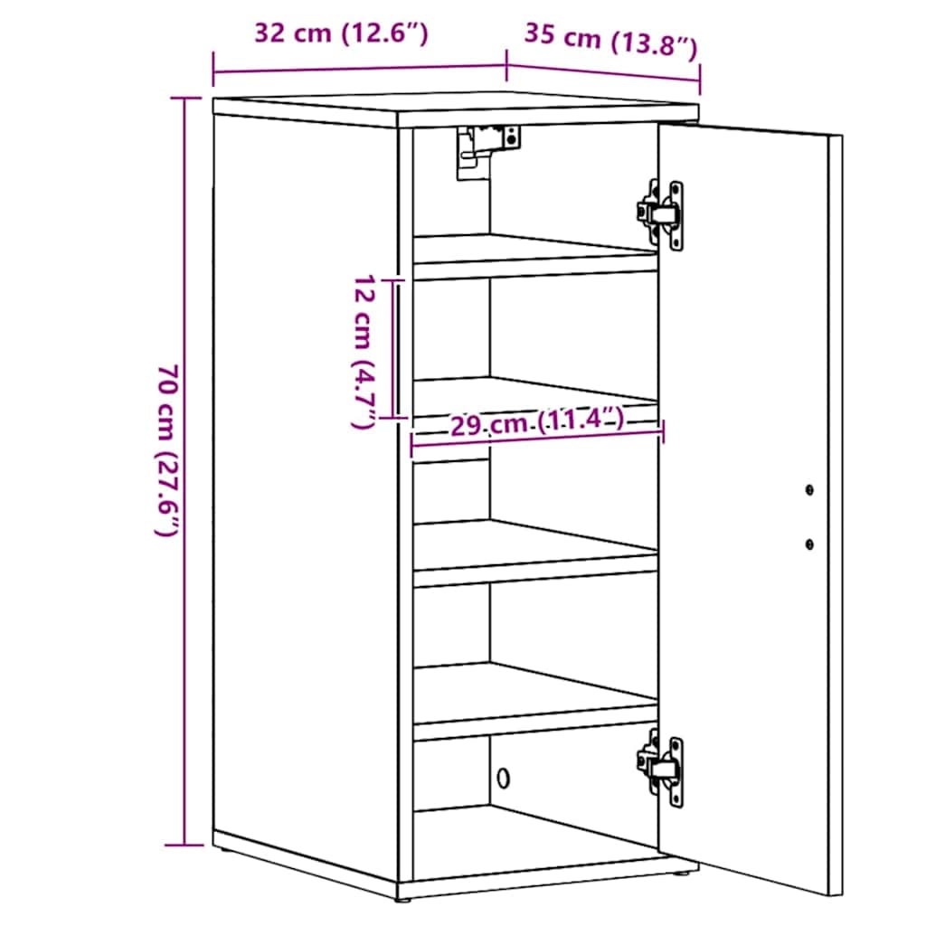 Shoe Cabinet Black 32x35x70 Cm Particleboard