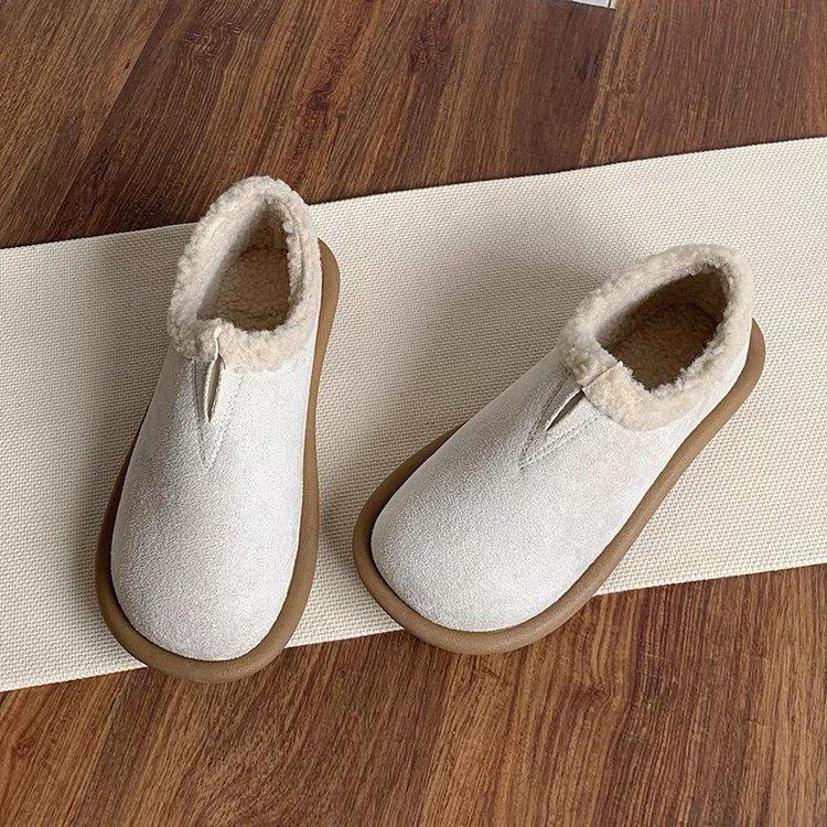 Soft-soled Doudou shoes women's 2025 winter new non-slip snow boots fleece warm loafers flat-soled thickened cotton shoes