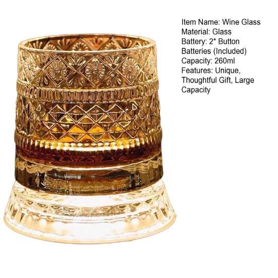 Rotating Whiskey Glass 360 Degree Spinning Lead-Free Tumbler for Bourbon 260ml Swirl Whiskey Glass Unique Gift for Men