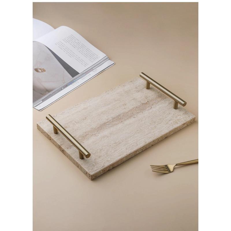 1pcs Nordic Style Storage Tray Vintage Home Decor Plate with Metal Handle Modern Desk Organizer for Living Room Kitchen Bedroom