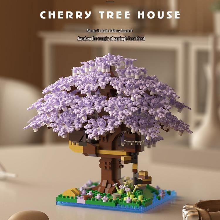 Lego Cherry Blossom Tree Cabin Building Set: DIY Peach Blossom Bouquet & Handmade Ornaments for Girls