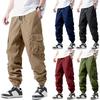 Herren Sommer Multi-Pocket Cargo Jogginghose Outdoor Langlebige Gerade Bein Arbeits Hose mit Elastischen Bündchen und Verstellbarem Bund