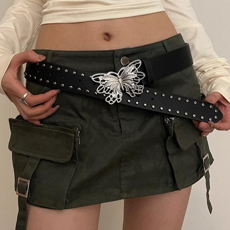 Fashion Enthusiasts PU Belt for Skirt Female Waist Belt with Butterfly Buckle