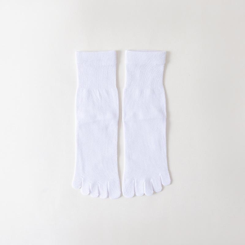 Unisex All-Season Cotton Split-Toe Five-Finger Socks - Breathable, Solid Color, Mid-Tube for Sports and Leisure.