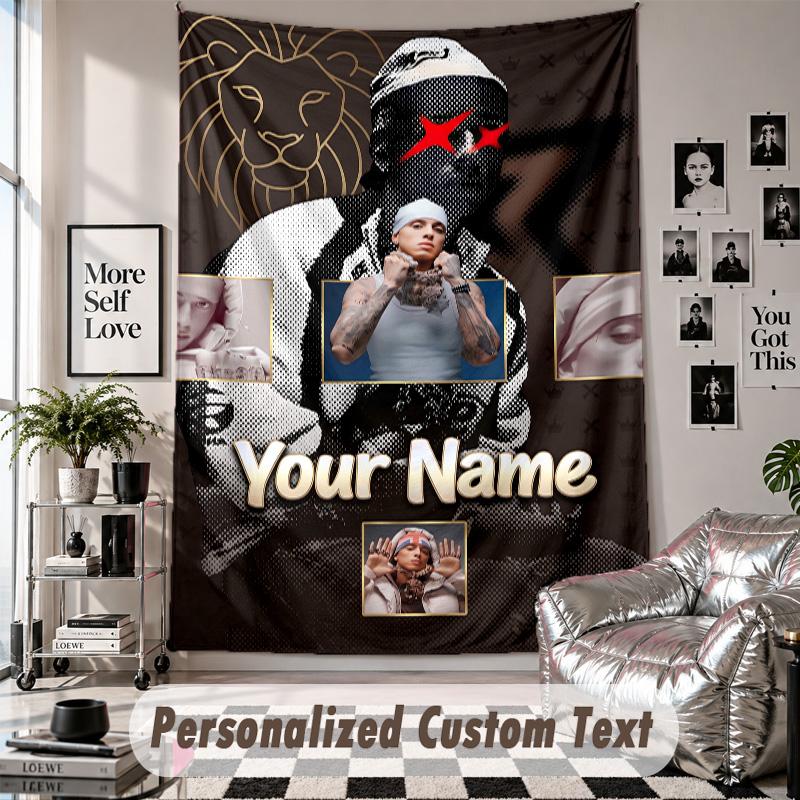 Wall Hanging Tapestry With Custom Name & Text, Central Cee Decorative Tapestry For Bedroom
