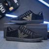 Luxury Designer Fashion Men's Black Rhinestone Platform Shoes Microfiber Leather Fabric Breathable Rock Hip-hop Walking Sneakers