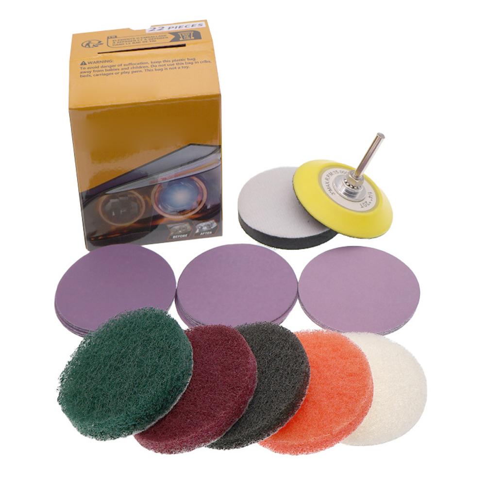 22Pcs Headlight Restoration Kit with Multiple Sandpaper Grades for Clear Car Lights Fast and Easy Polishing Process