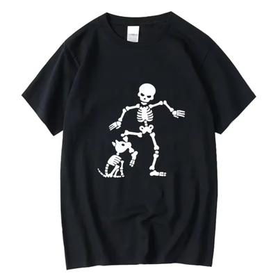 Men's T-shirt 100% Cotton Funny Skeleton Printed Casual Cool Men T Shirt O-Neck Male T-Shirt Tops Tees Men Clothing
