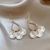 French new trendy zircon water drop earrings acrylic petal pieces fringed earrings women's fashion temperament earrings