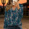 Women Plus Size Crisscross V Neck Long Sleeve Top Beige Background Abstract Leopard Watercolor Print Casual Blouse