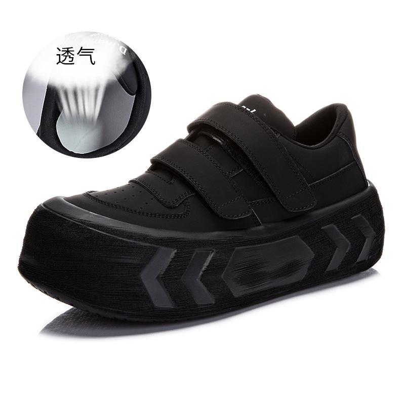 

Женские белые туфли с поролоновой подошвой и застежкой-липучкой из кожи 2025 года, новые повседневные туфли на платформе, женские туфли в стиле ретро для женщин 35 чёрный