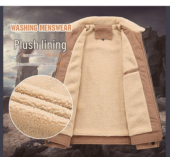 Men's Lambswool-Lined Corduroy Jacket: Cross-Border Fashion for Autumn/Winter