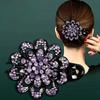 Flower Hair Clip Crystal Rhinestone Fancy Ponytail Barrette Elegant Hair Clip for Women
