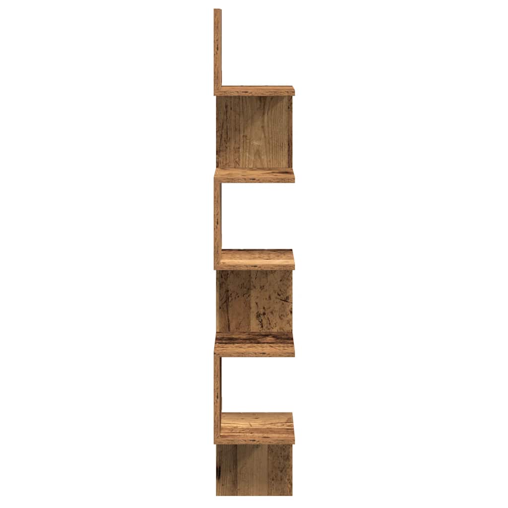 Creative design corner shelf, artistic wall mounted decorative storage rack, craft oak 20x20x127.5 cm material