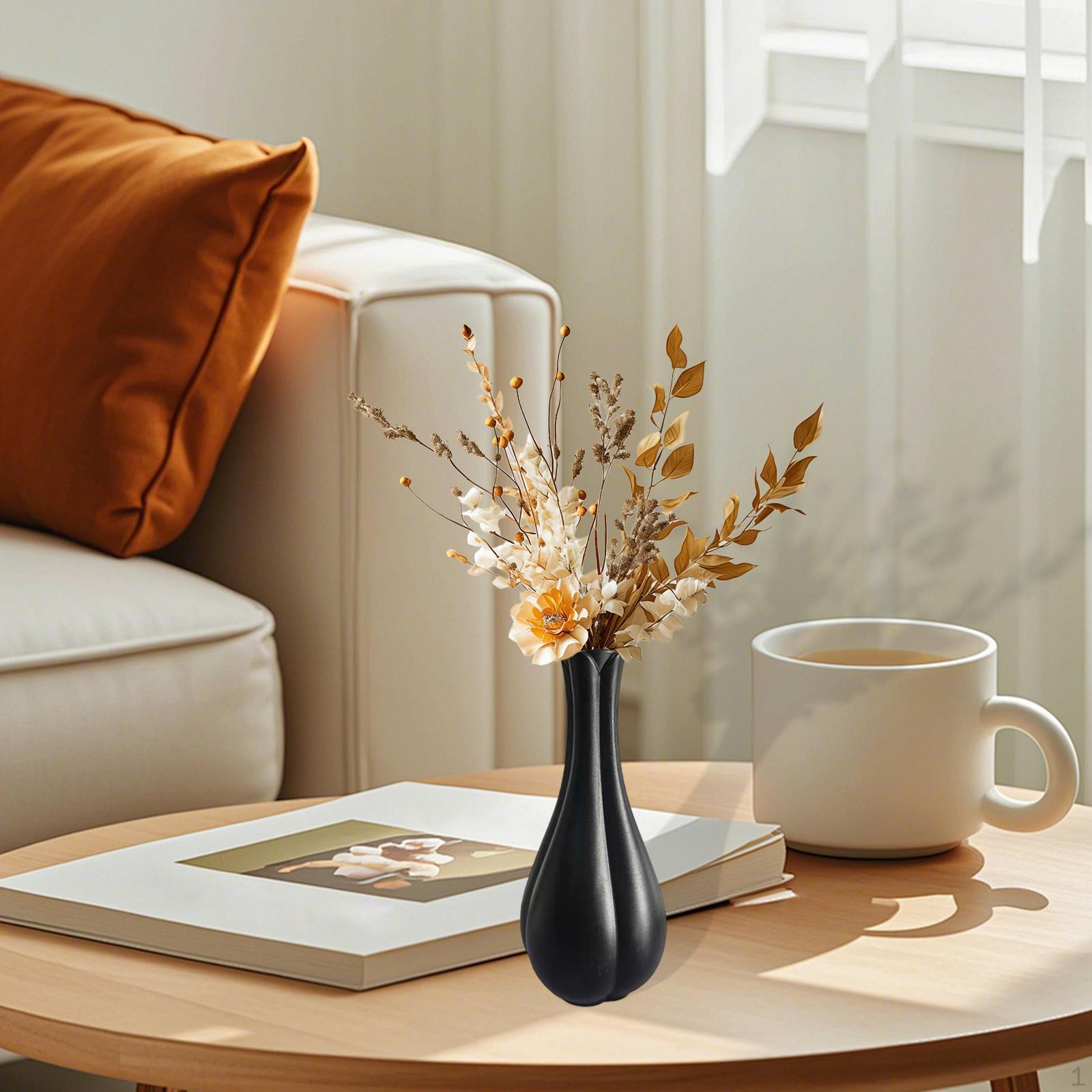 Flower Vase Home Decoration Centerpiece Creative Modern Nordic Imitation Ceramic for Office Black S