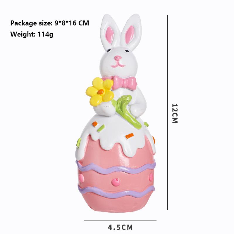 Easter Bunny Decorations Resin Easter Egg Figurines Spring Easter Rabbit Egg Flower Carrot Tabletop Decor for Easter Party Gifts