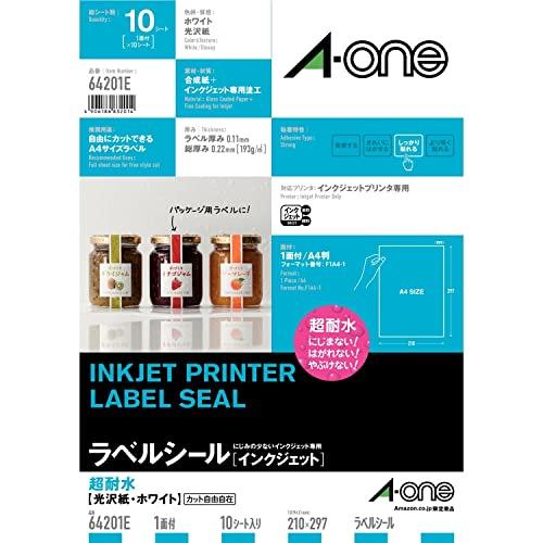 

A-One Label Sticker Inkjet Super Waterproof Glossy Paper A4 Uncut 10 Sheets 64201E