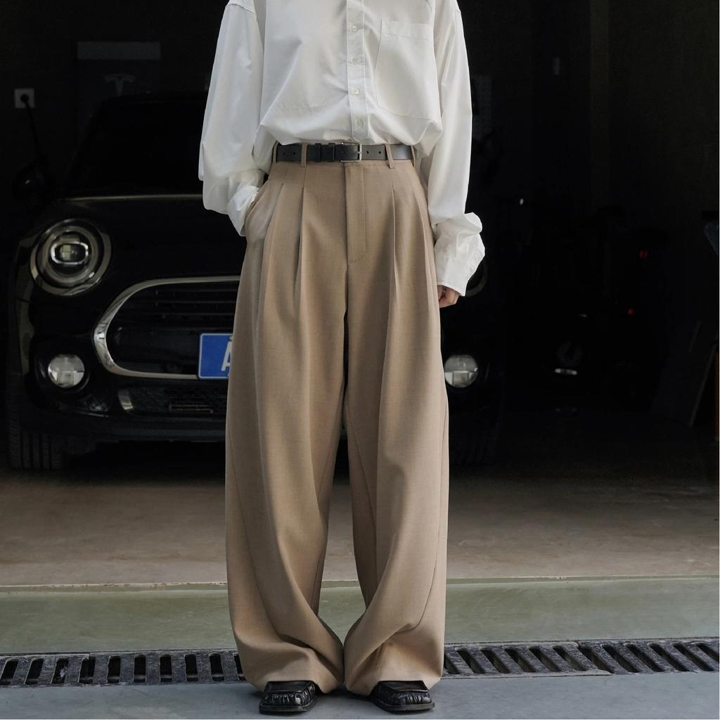 Early Autumn Commuting High Waisted Wide Leg Western Pants For Women, Loose Silhouette Texture Casual Pants