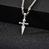 Cool Punk Sword Cross Pendant Necklace for Men Stainless Steel Twist Chain Necklace Fashion Casual Style Jewelry
