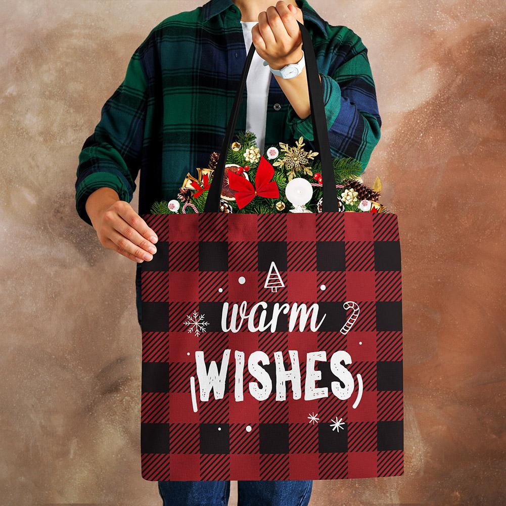 Christmas Harajuku Canvas Shopper Bag Merry Christmas Tree Reusable Travel Shoulder Bag Large Capacity Folding Storage Tote Hand KTB