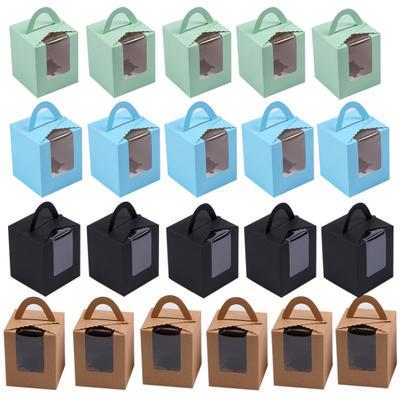 10Pcs Clear Window Muffins Single Cupcake Boxes with Pastries Containers Handle