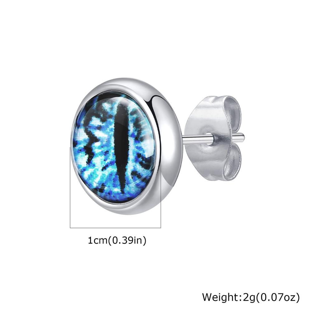 Blaues Teufelsauge Ohrstecker für Herren,Runde Ohrringe aus Edelstahl und Glas,Verzauberter Gotischer Schmuck Geschenke