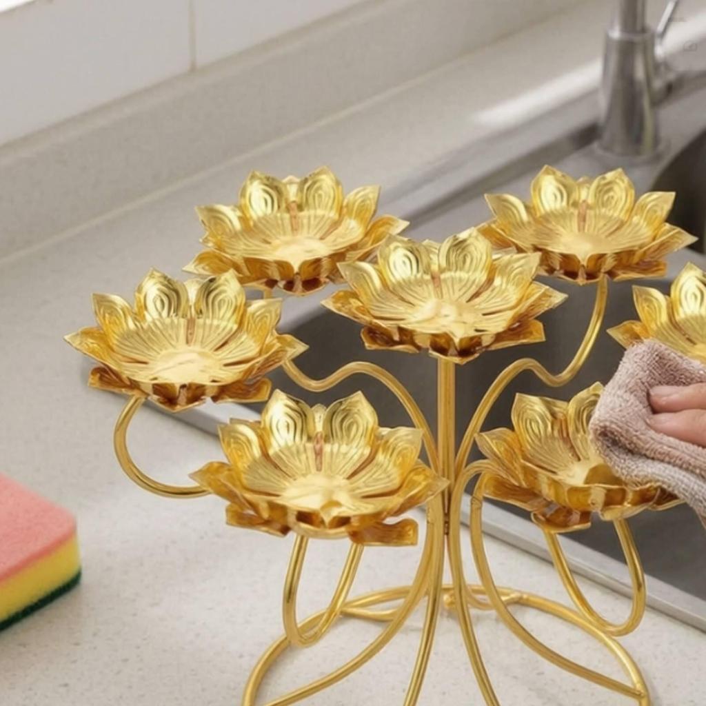 Lotus-Flower Oil-Lamp Stand Stable for Prayer Rooms