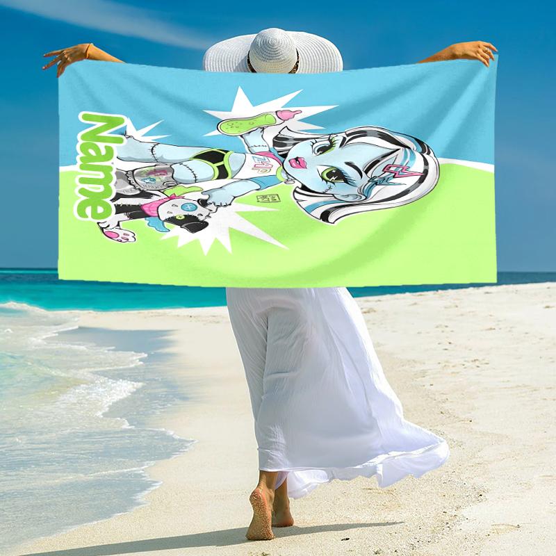 Personalized Monster High Adventure Beach Towel Microfiber Beach Towel Thin Absorbent for Beach Swimming Yoga Bath Sports. 0910342