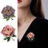 Women Brooch Sparkling Rhinestones Enamel Peony Shape Lapel Pin Suits Coats Bags Scarves Badge Versatile Accessory
