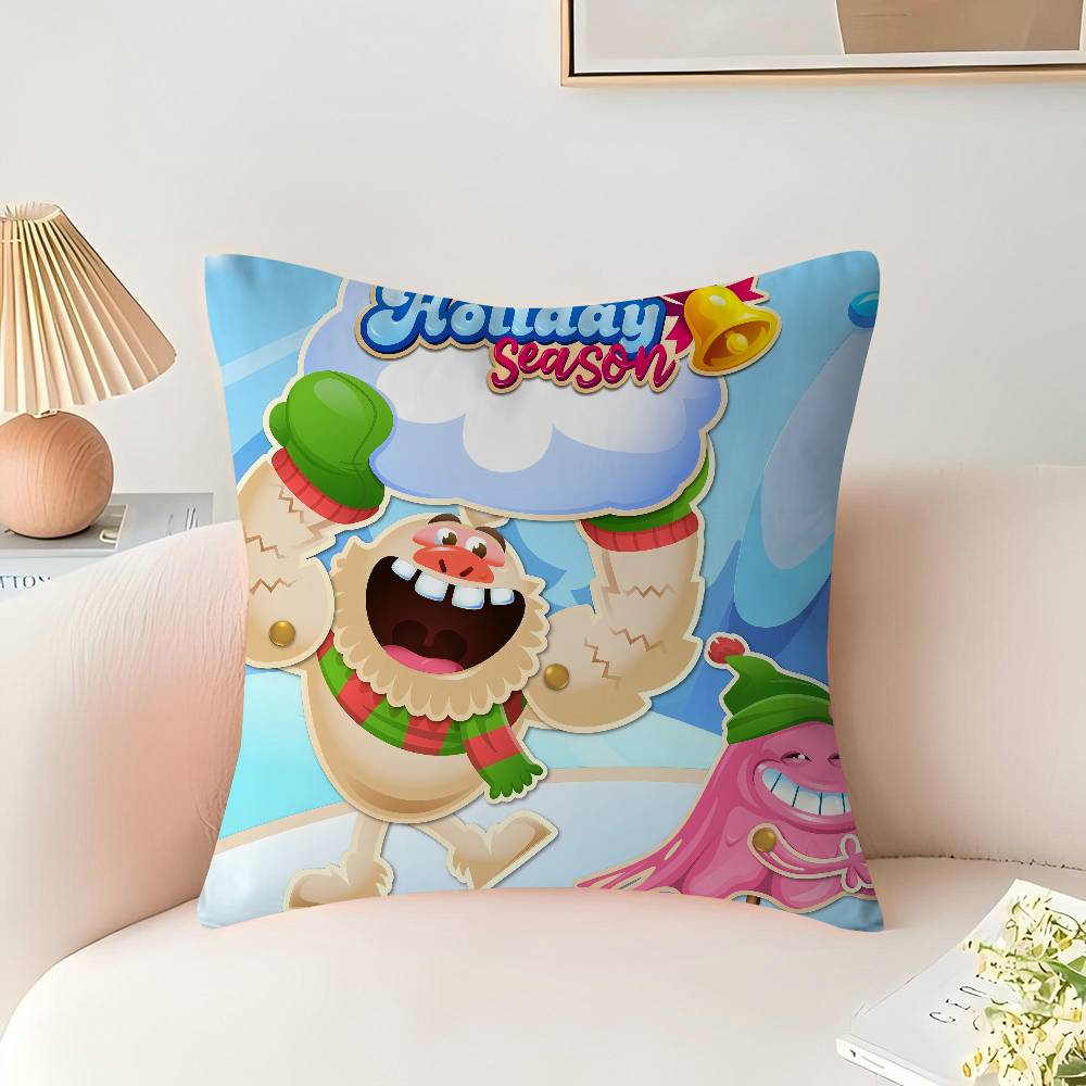 C-Candy Crush Saga Personalized Pillow Cover Kids Bedroom Wild Party Decor Pillowcase Kid Birthday Shower Gift