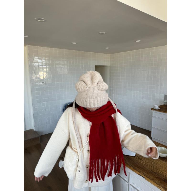 

Корейская драма Они красный шарф женский зимний рождественский вязаный новый утолщенный теплый шарф красный