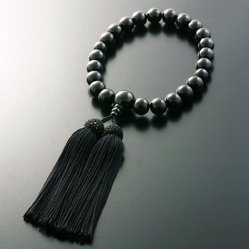 Kyoto Buddhist Altar Hayashi Men's Prayer Beads, Pure Silk with Black Onyx Tassel, Includes Prayer Bead Bag, M-058, Kyoto, Funeral, Suitable for All S