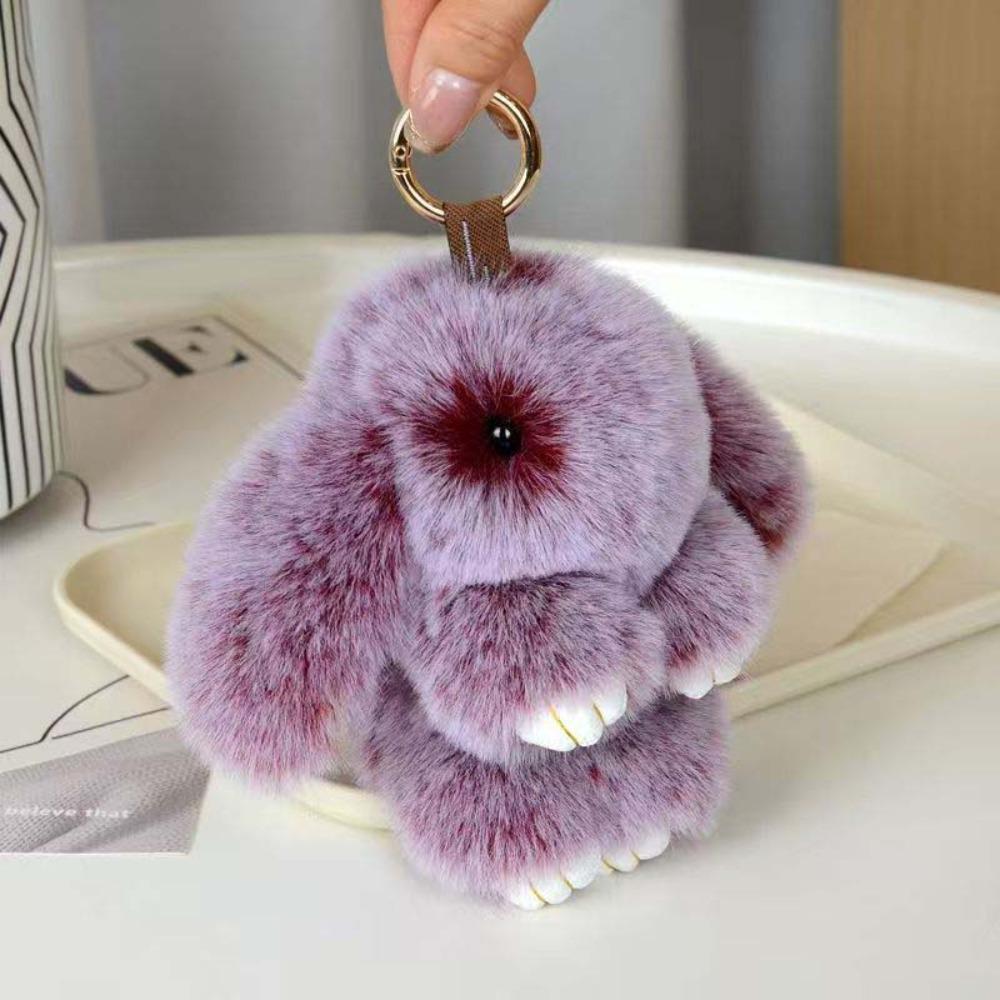 Lovely Play Dead Rabbit Doll Fluffy Plush Rabbit Pendant Rabbit Fur Keychain  Children's Toys