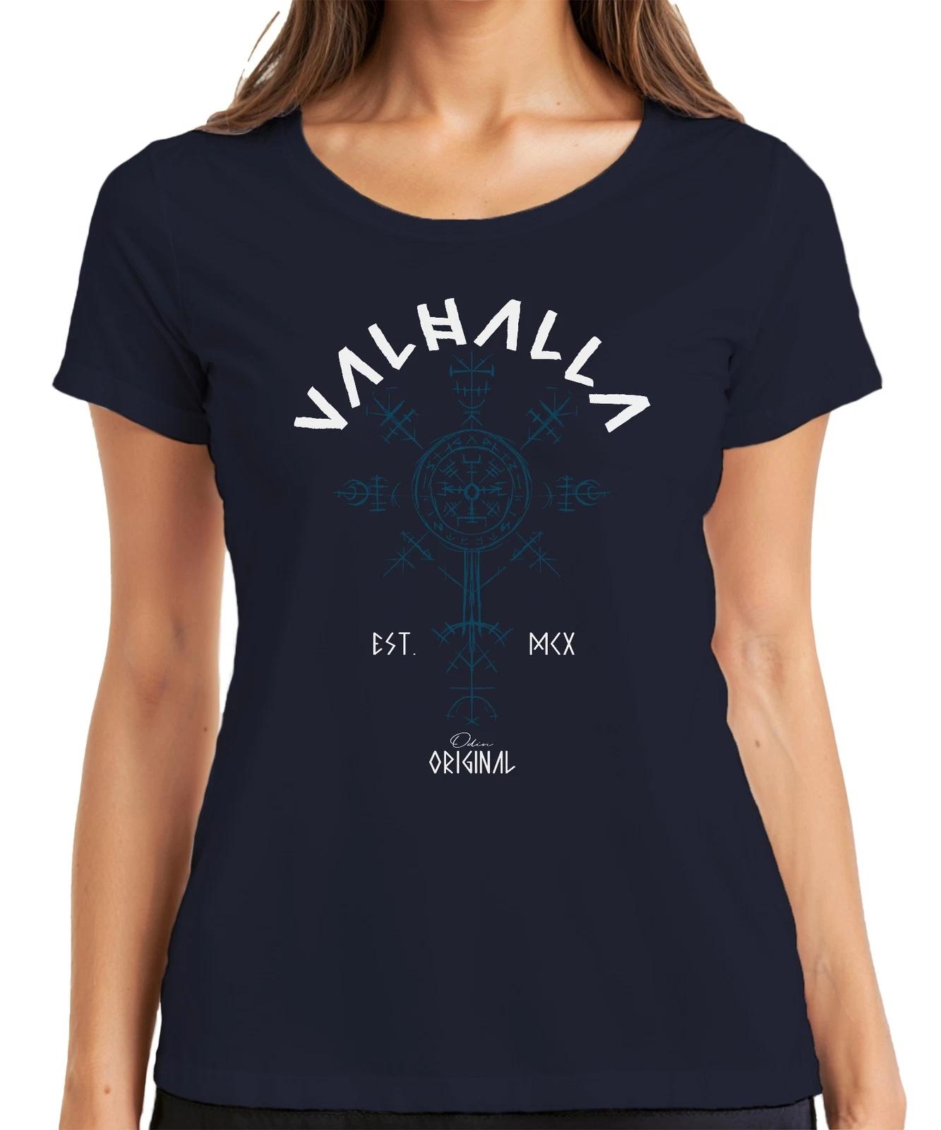 Valhalla Vegvisir Wikinger Nordische Runen Odin Runensymbol Damen T-Shirt L