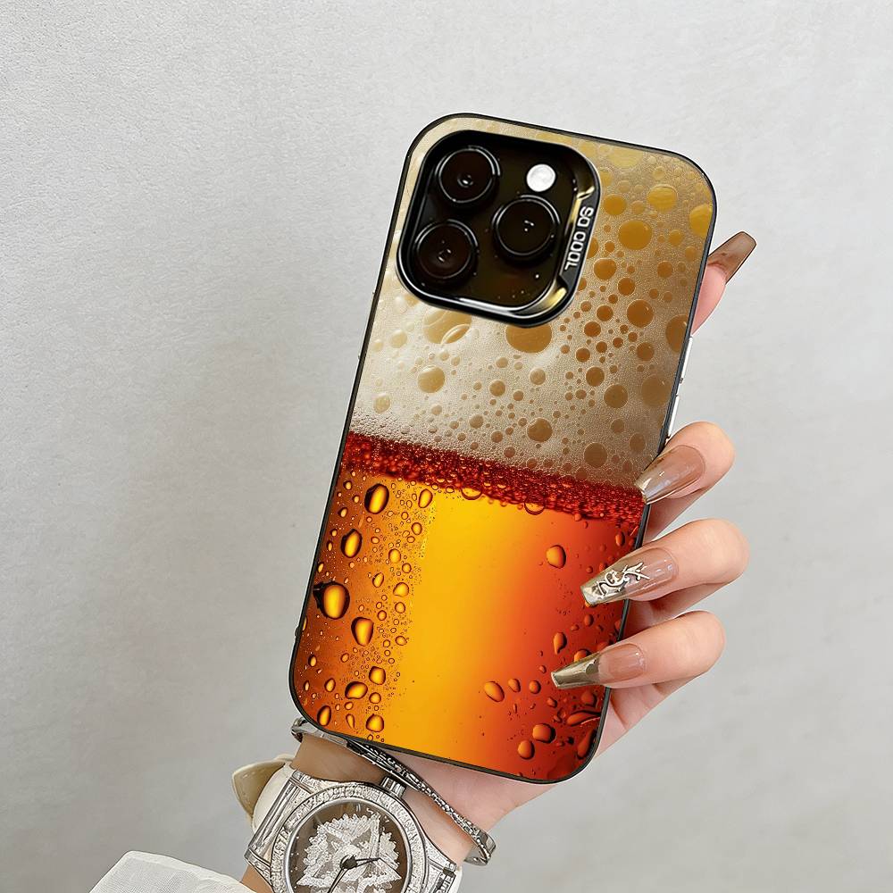 beer Phone Case For iPhone 17,16,15,14,13,12,11 Plus,Pro Max,XS,Colored Silver Plated Inside Cover
