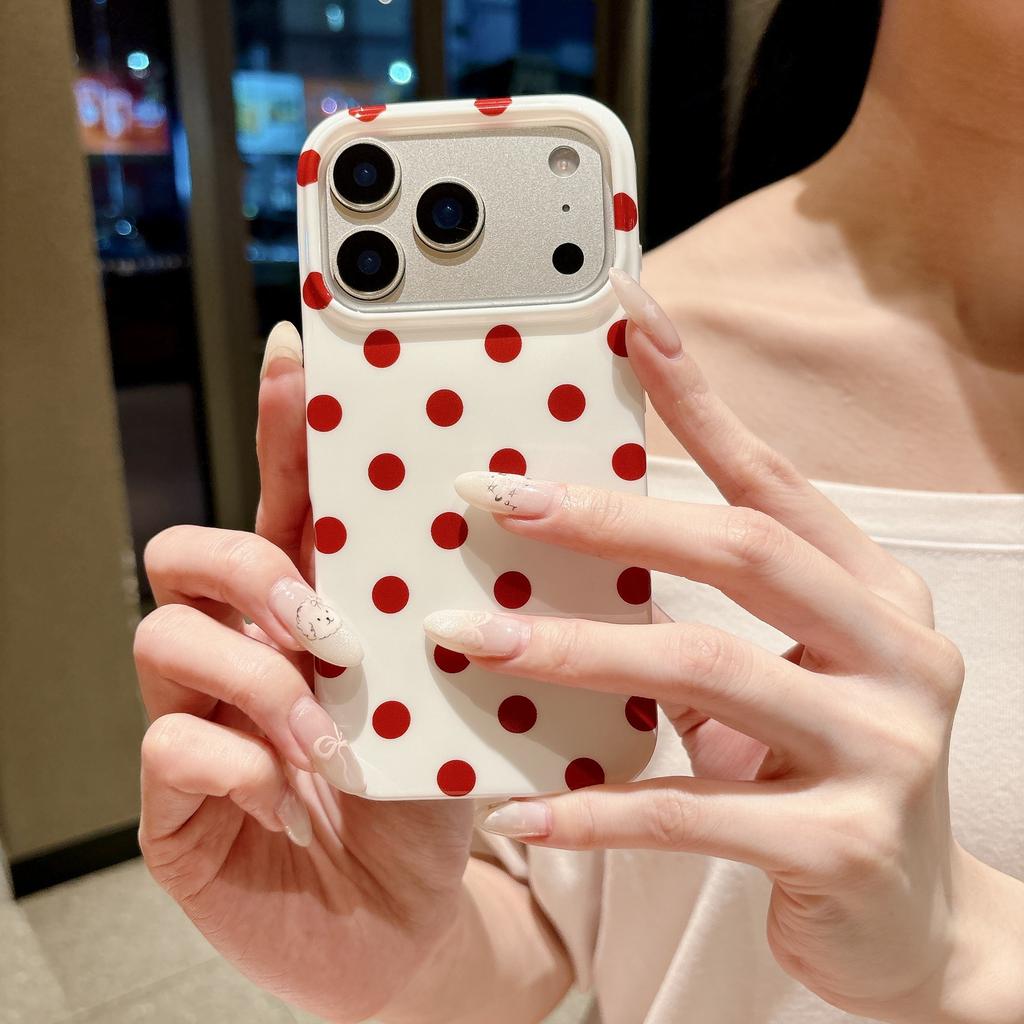 Applicable iPhone16 mobile phone case retro IMD polka dot color anti-drop protective case 17Pro all-inclusive case 15plus