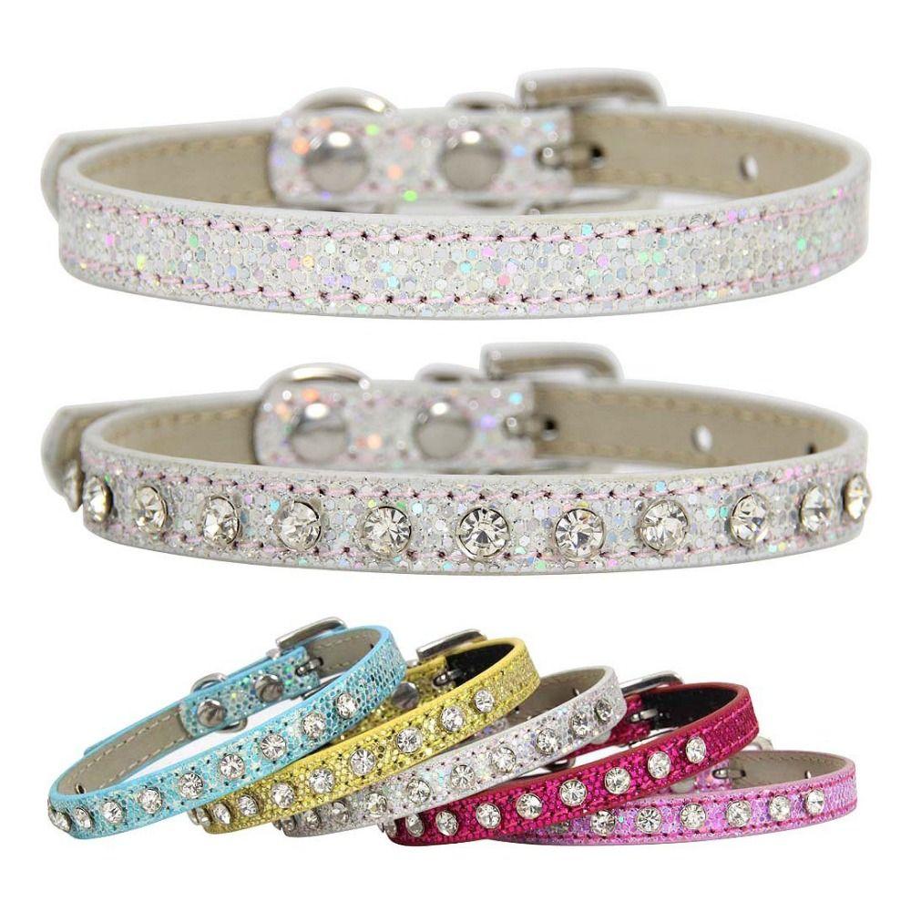 Adjustable Bling Rhinestone Cats Collars Super Shining Crystal Puppy Necklace Photograph